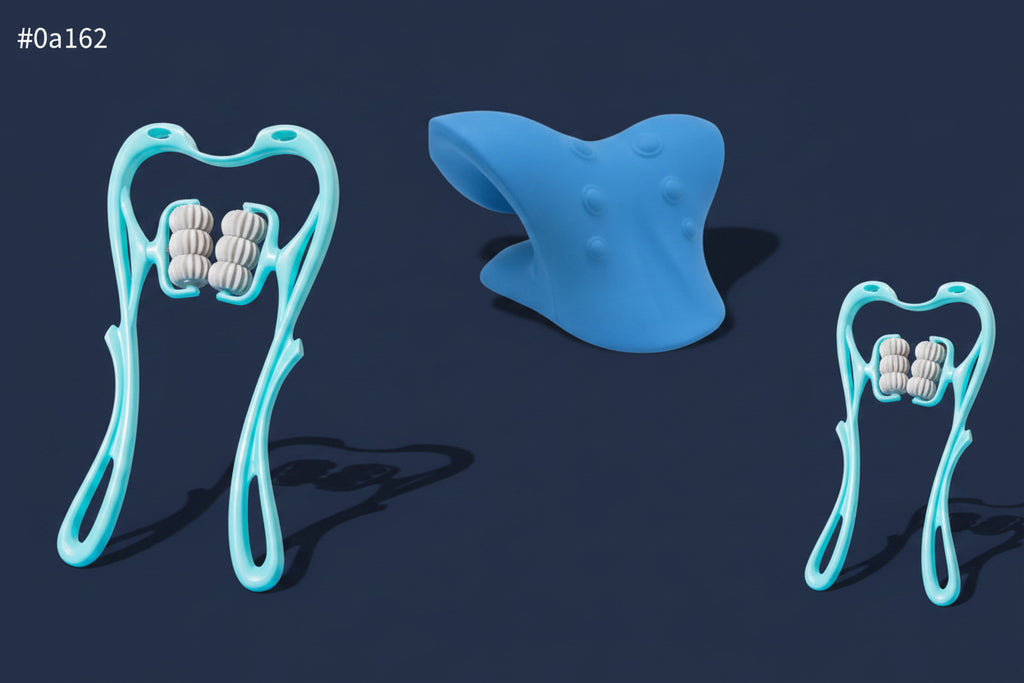 Kit de relajación con estirador de cuello y masajeador de rodillos