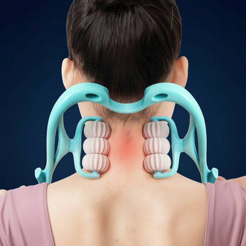 Masajeador cervical manual azul para cuello y hombros uso