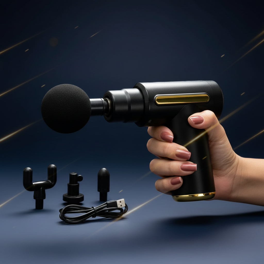 Pistola de masaje muscular ergonómica y portátil en uso manual