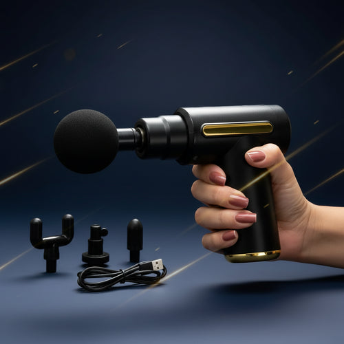 Pistola de masaje muscular ergonómica y portátil en uso manual