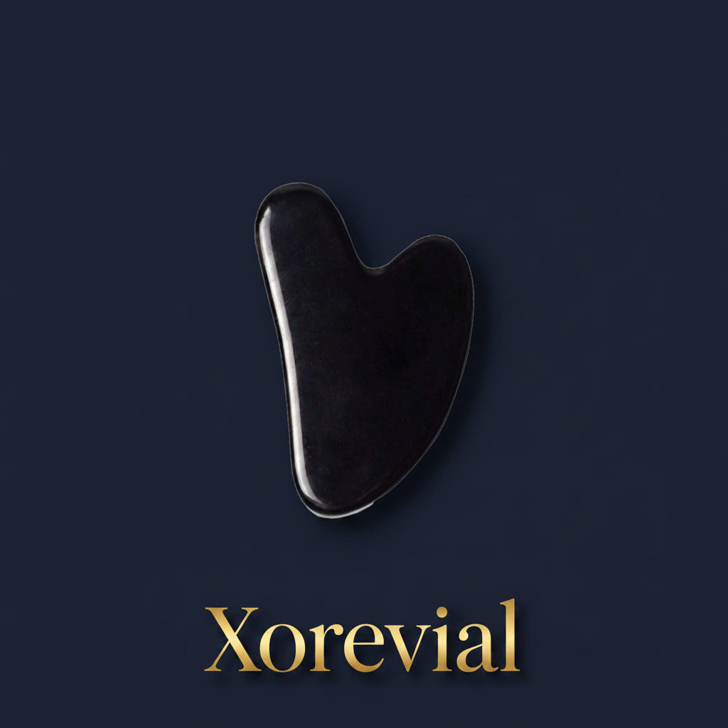 Piedra Gua Sha de obsidiana negra pura con forma de corazón, herramienta ergonómica de masaje facial para mejorar la circulación y definir el contorno.