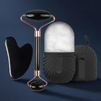 Kit de belleza facial Xorevial que incluye rodillo de obsidiana, piedra Gua Sha y herramienta de crioterapia para el contorno de ojos y rostro.